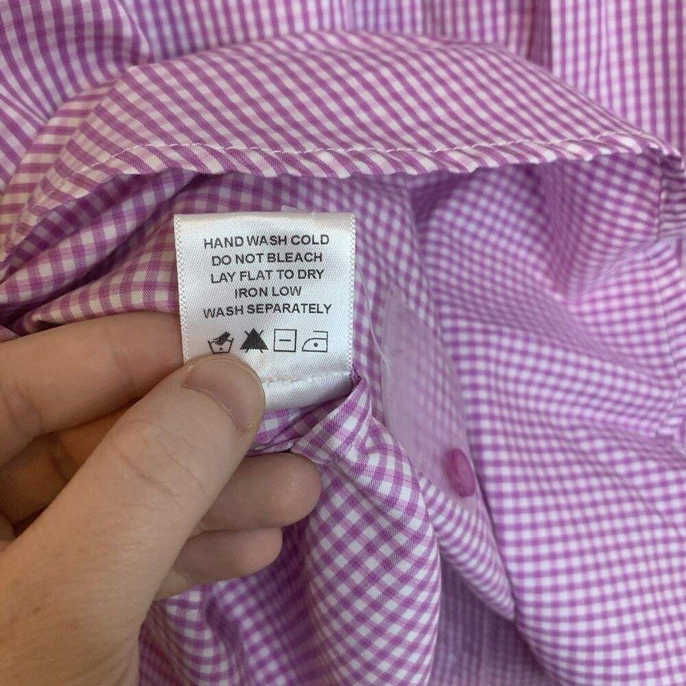 Camila Coelho Elliot Shirt Dress Gingham Check Pink Lilac White - Small - Picture 13 of 16